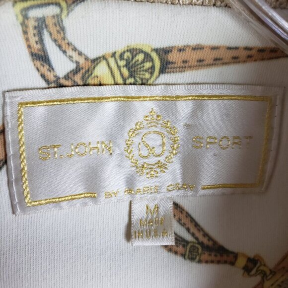 Vintage ST. JOHN Sport Santana Knit Blazer Jacket Crest Full Zip size M Cream - Picture 3 of 16